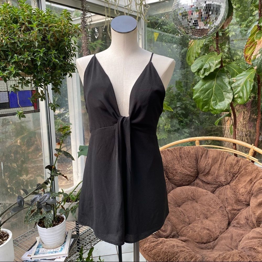 Lulus black romper tie front crisscross back